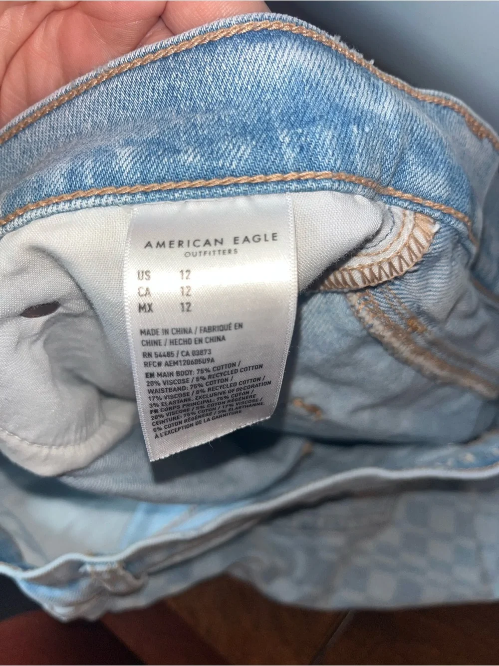 Light Blue Checkered Denim Shorts